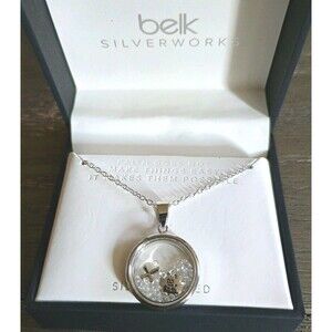 Belk Silverworks Faith Cross Crystal Charms Silver Plated Necklace New